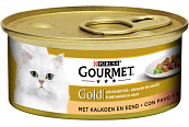 Gourmet kattenvoer Gold Fijne Hapjes kalkoen en eend 85 gr