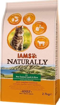 IAMS Naturally kattenvoer Adult Lamb & Rice 2,7 kg