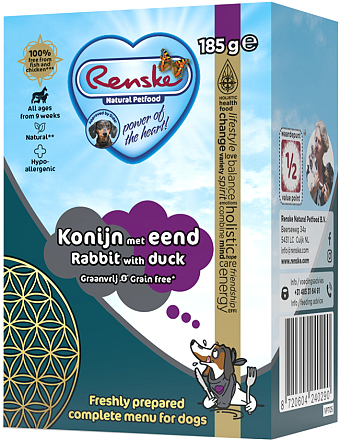 Renske Vers hondenvoer Konijn met Eend Graanvrij 185 gr