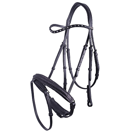 QHP hoofdstel Shimmer zwart