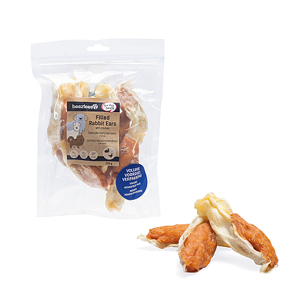 Beeztees Konijnenoren Gevuld met Kip 250 gr