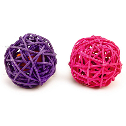 Beeztees Rotan Bal met Catnip Paars/Roze 2 st