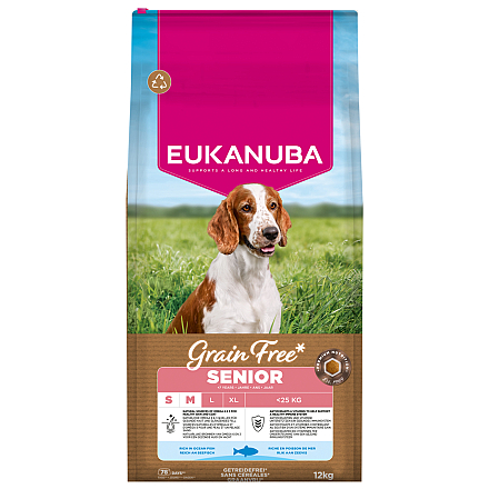 Eukanuba Hondenvoer Senior S/M Grain Free Ocean Fish 12 kg
