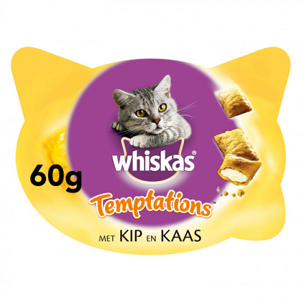 Whiskas Temptations kip & kaas 60 gr