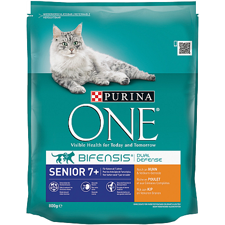 One kattenvoer Senior kip en volkoren granen 800 gr