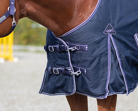 QHP Regendeken Turnout Luxe Fleece Navy