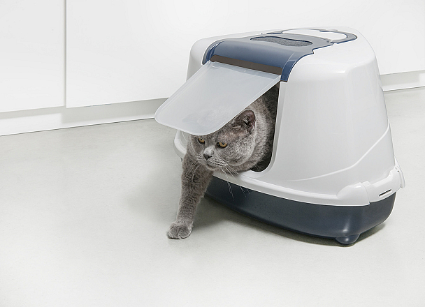 Moderna kattenbak Flip Corner blue berry/wit