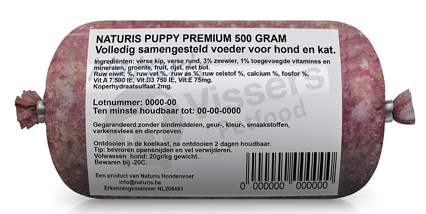 Naturis Vers Vlees voeding Puppy Premium 500 gr