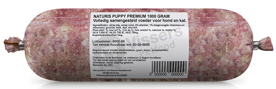 Naturis Vers Vlees voeding Puppy Premium 1000 gr