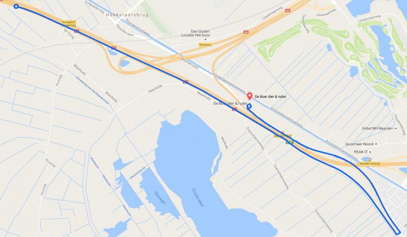 Route vanuit Amsterdam